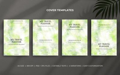 Travel Planner Cover Template Set with Editable Layout for KDP and Printable Notebook Designs