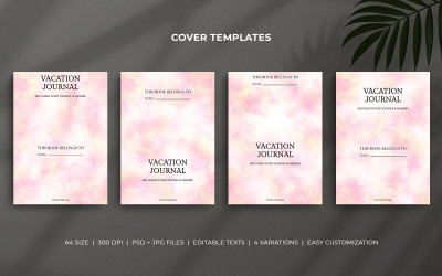 Editable Vacation Journal Cover Template Set– Watercolor Brush Stroke Design for KDP
