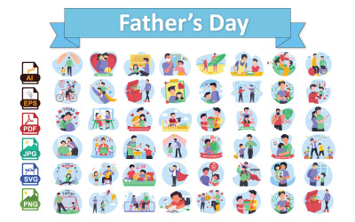 父亲节矢量插图包——用各种风格庆祝父亲节