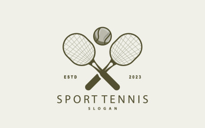 Tennis Logo Design Vector Simple Silhouette V12
