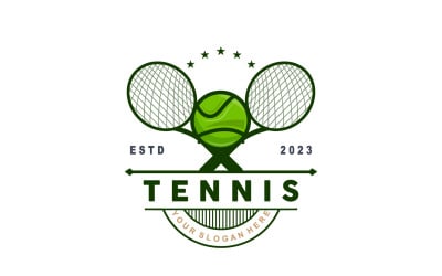 Tennis Logo Design Vector Simple Silhouette V15