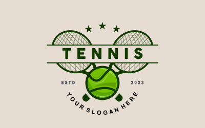 Tennis Logo Design Vector Simple Silhouette V18