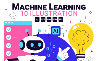 10 Machine Learning Vector Illustration