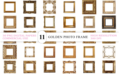 Golden Baroque Picture Frame Collection | Luxury Antique Frame PNGs for Digital &amp;amp; Printable