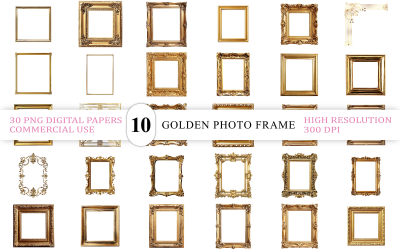 Luxury Gold Ornate Frame | Elegant Golden Photo Frame PNG Bundle | Classic Royal Golden Frame PNG