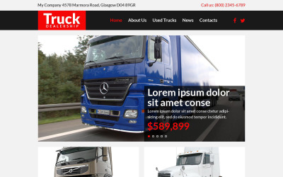 Modelo de site responsivo para caminhões