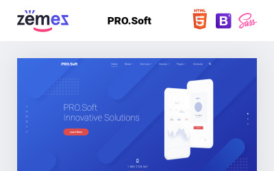 PRO.Soft - Mjukvaruutvecklingsföretag flersidig HTML5-webbplatsmall