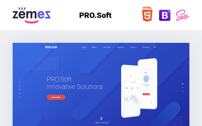 Reszponzív PRO.Soft - Software Development Company Multipage HTML5 Weboldal sablon 53711