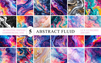 Colorful Marble Acrylic Pour Digital Papers | Vibrant Psychedelic Swirl Texture Set | Marble Swirl