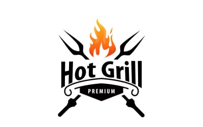 BBQ Hot Grill Logo Barbeque Vintage V7