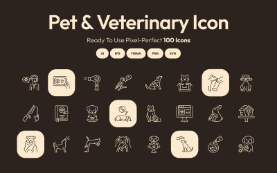 Állat- és állatorvosi ikonkészlet