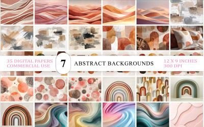 Boho Rainbow Aesthetic Backgrounds | Earthy Boho Abstract Backgrounds | Terracotta Abstract Swirls