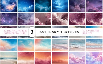 Fantasy Sky &amp;amp; Stormy Cloud Digital Pack | Ethereal Cloudscape &amp;amp; Pastel Sky Textures | Sky