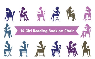 14. Девочка читает книгу, сидя на стуле