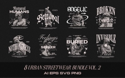 Urban Streetwear T-shirt Designs Bundle Vol. 2