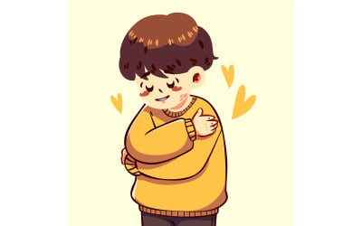 Cartoon Boy with His Arms Crossed