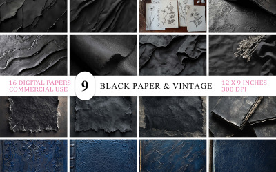 Dark Grunge Antique Paper Backgrounds | Elegant Black Paper Old Journal | Vintage Botanical Paper