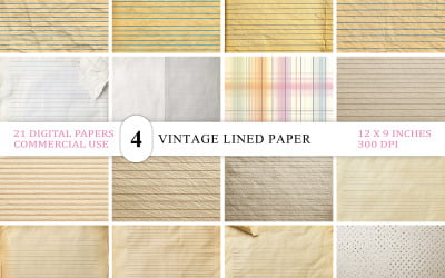 Grunge School Paper Backgrounds | Vintage Lined Paper Texture Bundle – Old School Notebook Pages