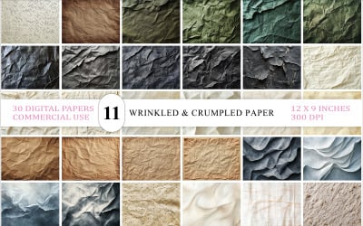 Neutral Toned Paper Backgrounds | Wrinkled &amp;amp; Crumpled Paper Texture | Earthy Crumpled Surface