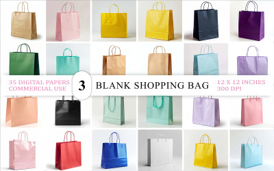 Paper Bag Display Set | Printable Shopping Bag Backgrounds | Pastel &amp;amp; Kraft Shopping Bag Stock