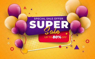 Realistic Sale Gold Red and Pink Premium Background With Shiny Beautiful Balloons Super Sale Vector