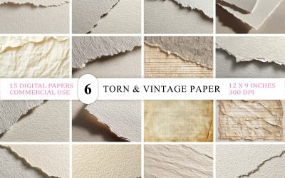 Vintage Paper Overlay Textures | Torn Paper Texture Pack | Kraft Paper &amp;amp; Antique Journal Texture