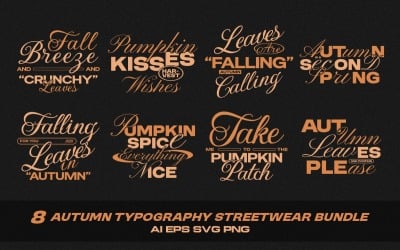 Autumn Typography Streetwear T-shirt Designs Bundle