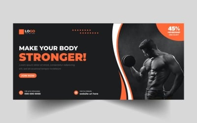 Fitness Gym Social Media Cover Banner Template Ver-3
