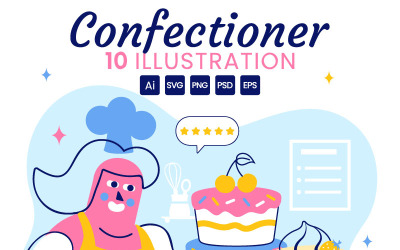 10 Confectioner Vector Illustration