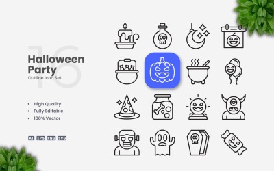 16 Halloween-festkonturikoner som