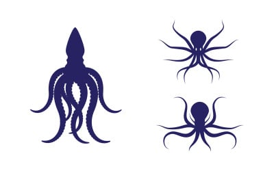 Modèle de conception d&amp;#39;illustration d&amp;#39;icône vectorielle de poulpe v3.3