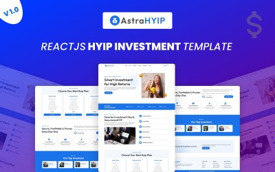 AstraHYIP - Modello di investimento HYIP moderno ReactJS con dashboard