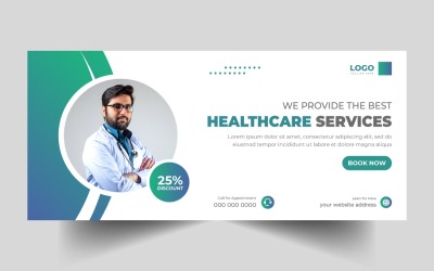 Banner di copertina per social media per assistenza sanitaria medica Ver-5