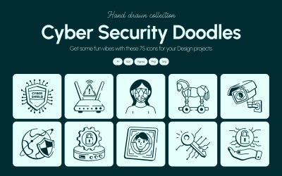 Cyber-Sicherheits-Doodle-Icon-Set