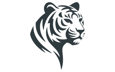 Minimalistisk logotyp med ett stiliserat tigerhuvud