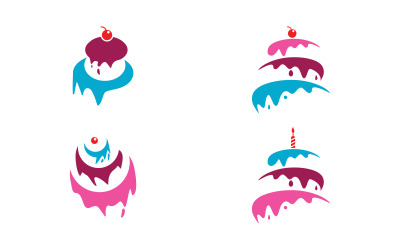 Modèle d&amp;#39;illustration de conception d&amp;#39;icône vectorielle de gâteau sucré v3.1
