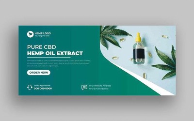 Modèle de bannière de couverture pour les réseaux sociaux avec huile de CBD de chanvre Ver-5