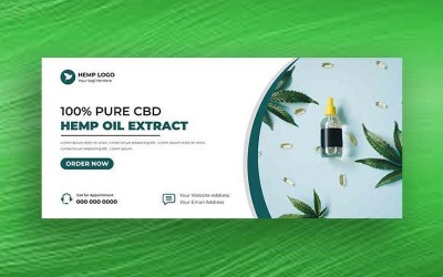 Modèle de bannière de couverture pour les réseaux sociaux avec huile de CBD de chanvre Ver-6