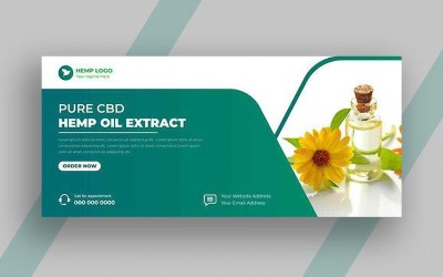 Modèle de bannière de couverture pour les réseaux sociaux avec huile de CBD de chanvre Ver-7