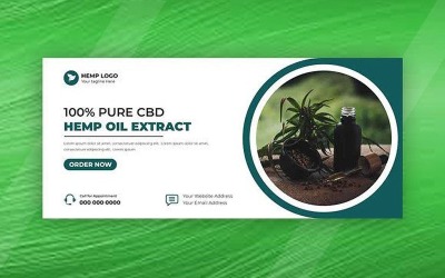 Modello di banner per copertina social media con olio di CBD di canapa Ver-2