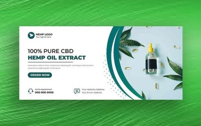 Modello di banner per copertina social media con olio di CBD di canapa Ver-4