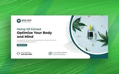 Modello di banner per copertina social media con olio di CBD di canapa Ver-8