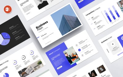 Шаблон презентации PowerPoint «Синий бизнес-план»