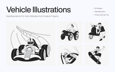 Zestaw artystyczny do ilustracji pojazdów