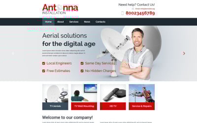 Plantilla de sitio web adaptable a televisión por satélite