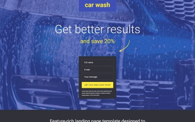 Šablona stránky přistání reagující na mytí aut