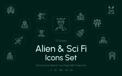 Alien en Sci Fi Icon Set