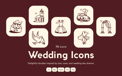 Conjunto de arte de desenho de casamento moderno