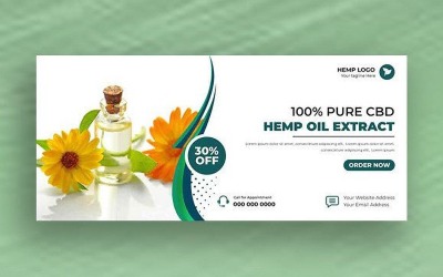 Modèle de bannière de couverture pour les réseaux sociaux avec huile de CBD de chanvre Ver-12