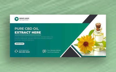 Modèle de bannière de couverture pour les réseaux sociaux avec huile de CBD de chanvre Ver-9